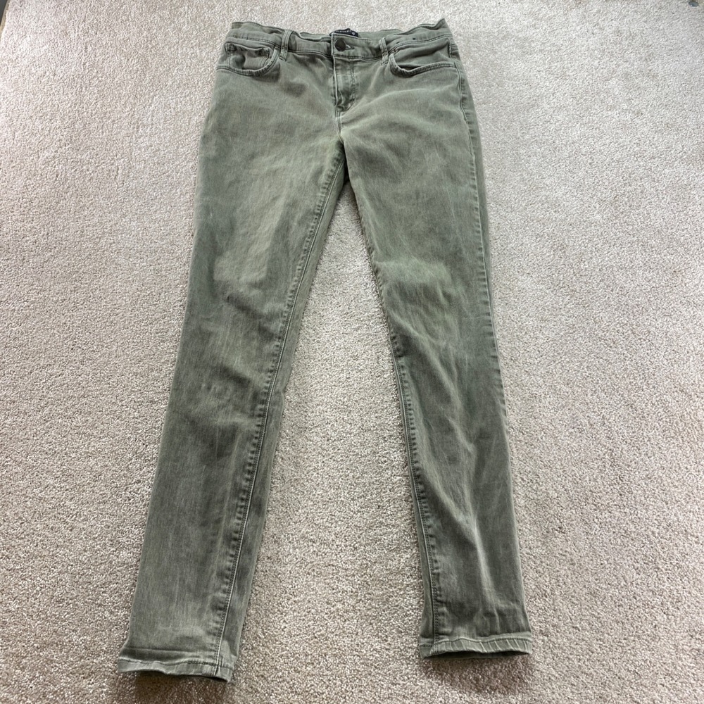 Express Legging Jeans Womens 8L Olive Green Mid Rise Stretch Denim Pants